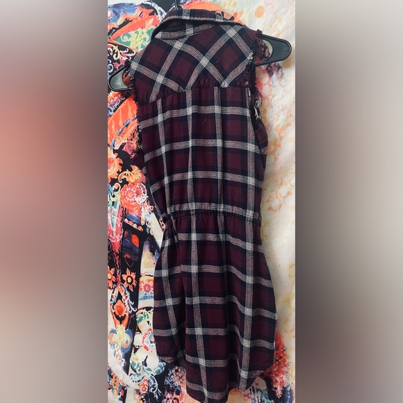 Plaid Purple & black form-giving, comfortable Cotton dress. SMALL. 3 pockets! - Picture 3 of 4